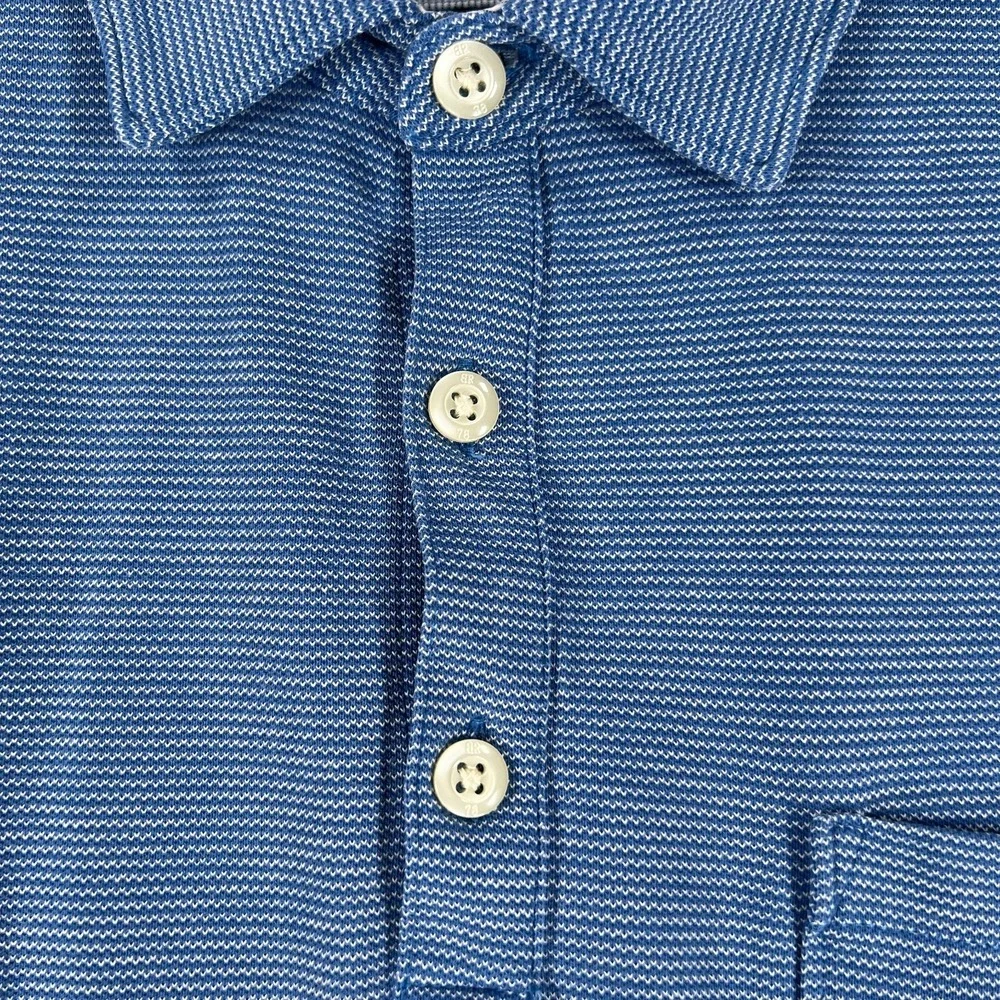 Banana Republic Mens Size Large Blue Short Sleeve Polo Shirt Night Soft Sharp